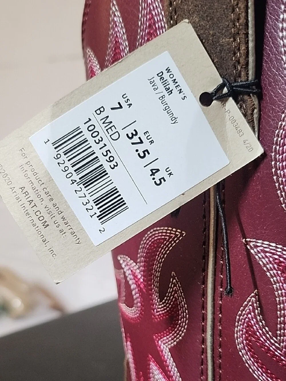 Ariat Women's Delilah Burgundy and Brown Western Boots - Picture 2 of 7